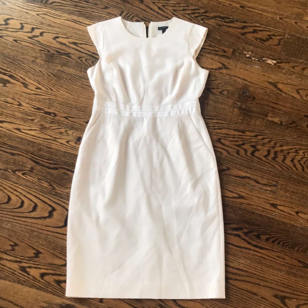Ivory sheath dress with cap sleeves